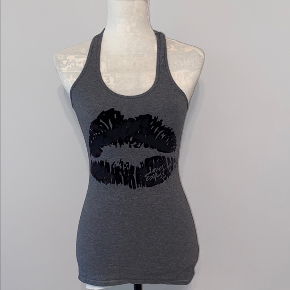 Express grey razor back workout shirt